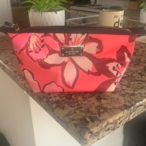 Kate Spade pink with flowers cosmetic pouch